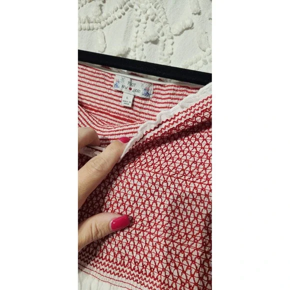 POOF New York Peasant Top Womens L Embroidered Smocked Bell Sleeves Cottage NWT - Picture 3 of 8